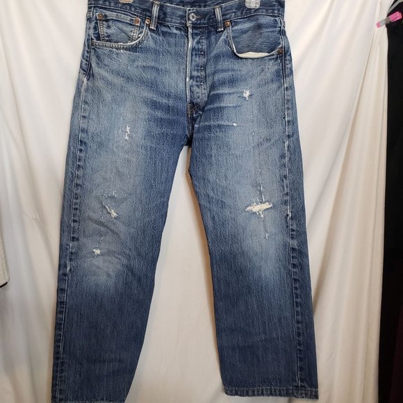 Levi 501 Button Fly Lot 3 Pairs Tag Size 34 X 29 Distressed Holes Tears - Picture 8 of 12